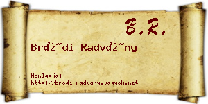 Bródi Radvány névjegykártya